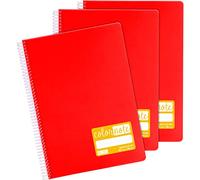 Grafoplás - Pack de 3 Cuadernos Escolares A4, Pauta 2,5mm, Tapas Polipropileno, Color Rojo, Serie Color Note, Perfecto Material Escolar