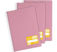 Grafoplás - Pack de 3 Cuadernos Escolares A4, Pauta 2,5mm, Tapas Polipropileno, Color Rosa, Serie Color Note, Perfecto Material Escolar