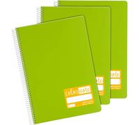 Grafoplás - Pack de 3 Cuadernos Escolares A4, Pauta 2,5mm, Tapas Polipropileno, Color Verde Claro, Serie Color Note, Perfecto Material Escolar