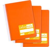 Grafoplas - Pack de 3 Cuadernos Escolares A5, Pauta 2, 5mm, Tapas Polipropileno, Color Naranja, Serie Color Note, Perfecto Material Escolar
