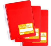 Grafoplás - Pack de 3 Cuadernos Escolares A5, Pauta 2,5mm, Tapas Polipropileno, Color Rojo, Serie Color Note, Perfecto Material Escolar