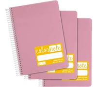 Grafoplas - Pack de 3 Cuadernos Escolares A5, Pauta 2,5mm, Tapas Polipropileno, Color Rosa, Serie Color Note, Perfecto Material Escolar