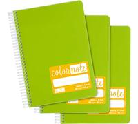 Grafoplas - Pack de 3 Cuadernos Escolares A5, Pauta 2,5mm, Tapas Polipropileno, Color Verde Claro, Serie Color Note, Perfecto Material Escolar