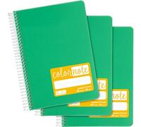 Grafoplás - Pack de 3 Cuadernos Escolares A5, Pauta 2,5mm, Tapas Polipropileno, Color Verde, Serie Color Note, Perfecto Material Escolar