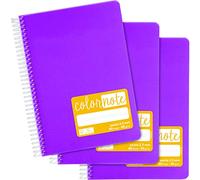 Grafoplás - Pack de 3 Cuadernos Escolares A5, Pauta 2,5mm, Tapas Polipropileno, Color Violeta, Serie Color Note, Perfecto Material Escolar
