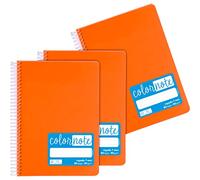 Grafoplás - Pack de 3 Cuadernos Rayados A5 7mm, Tapas Polipropileno, Color Naranja, Certificados FSC, Serie Color Note, Perfecto Material Escolar