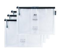 Grafoplas Pack de 4 Bolsas con Cremallera EVA a4, Hechas con Goma EVA Transparente con Cremallera Negra, Perfecta para Transportar y Proteger Todo Tipo de Artículos, Documentos, Cosméticos o Puzzles