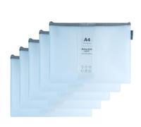 Grafoplas Pack de 5 Bolsas con Cremallera EVA Soft a4, Azul Pastel, Tacto Suave, Zipper Bags Hechas con Goma EVA Transparente, Ideal para Transportar y Proteger Todo Tipo de Artículos y Documentos