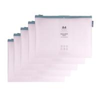 Grafoplas Pack de 5 Bolsas con Cremallera EVA Soft a4, Rosa Pastel, Tacto Suave, Zipper Bags Hechas con Goma EVA Transparente, Ideal para Transportar y Proteger Todo Tipo de Artículos y Documentos