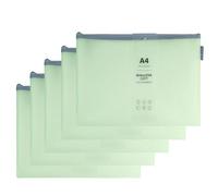 Grafoplas Pack de 5 Bolsas con Cremallera EVA Soft a4, Verde Pastel, Tacto Suave, Zipper Bags Hechas con Goma EVA, Ideal para Transportar y Proteger Todo Tipo de Artículos y Documentos