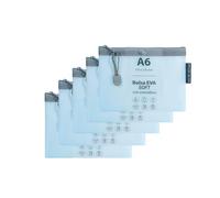 Grafoplas Pack de 5 Bolsas con Cremallera EVA Soft a6, Azul Pastel, Tacto Suave, Zipper Bags Hechas con Goma EVA Transparente, Ideal para Transportar y Proteger Todo Tipo de Artículos y Documentos