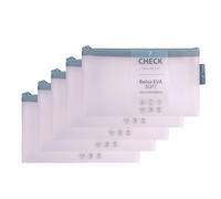 Grafoplas Pack de 5 Bolsas con Cremallera EVA Soft Check, Rosa Pastel, Tacto Suave, Zipper Bags Hechas con Goma EVA, Ideal para Transportar y Proteger Todo Tipo de Artículos y Documentos