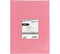 Grafoplas - Portafolio Plastico, 20 Fundas Transparentes, Tamaño Folio, Color Rosa Claro, Tapas Flexibles, Poliplás Multiline, Perfecto Material Escolar y de Oficina