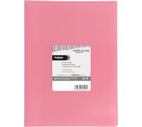 Grafoplas - Portafolio Plastico, 40 Fundas Transparentes, Tamaño Folio, Color Rosa Claro, Tapas Flexibles, Poliplás Multiline, Perfecto Material Escolar y de Oficina