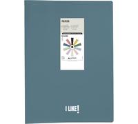 Grafoplas - Portafolio Plastico Like Poliplás, 30 Fundas Transparentes Polipropileno Extra, Tamaño Folio, Azul Oscuro, Tapas Flexibles, Perfecto Material de Oficina