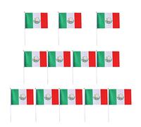 Gralara 12 Piezas Banderas de Mano Insignias Nacionales Banderas para Decoración Banderines para Fiestas Patrias Poliéster Anti-envejecimiento Adecuado para, Méjico