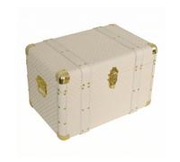 Gralara Baúl Decorativo PU Compacto Arcón con Asa Transporte Elegante Baúl con Cierre Frontal Metálico para Vestidor,