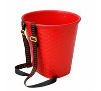 Gralara Cesta Plástico con Correas Resistente Mochila Mimbre Sintético Rígida Cesta Plástico para Recolección, Jardín, Rojo, 42.5cm