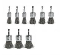 Gralara Juego de Cepillos de Alambre Conexión Robusta Cepillo Alambre con Vástago Hexagonal Multiusos Cepillo con Vástago Hexagonal para Taller, Garaje , Black , Hex 9PC Brush SET