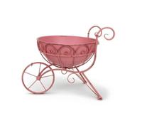 Gralara Macetas Carrito Compacto Macetas con Rueda Metálico Soporte para Balcón, Patio, 复古粉小号, 小号
