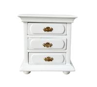 Gralara Mesa Auxiliar Noche en Miniatura Tonalidad Blanca Cajonera en Miniatura Blanca Mueble en Miniatura Muñecas para Coleccionistas, Cajonera Blanca con Tiradores Estilo Fu