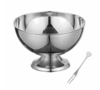 Gralara Postre con Tenedor Reutilizable Acero Inoxidable Metálico Tazón Postre Congelado para Invitados, Plateado, Mediano 200ml