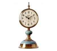 Gralara Reloj Mesa con Pedestal Números Arábigos Reloj para Mesa Vintage Esmalte Azul Turquesa Decoración del Hogar para Escritorio