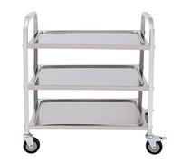GramStudio Carrito de servir, 3 niveles, acero inoxidable, 75 x 40 x 83,5 cm, carrito auxiliar, carrito de transporte, carrito de cocina, carrito de almacenamiento con 4 ruedas para cocina, oficina