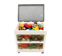 Gran capacidad y fácil acceso - Caja de almacenamiento con tapa y ruedas - Plástico resistente, apilable y plegable - 135L, 60x40x60 cm - Organizador multiusos para dormitorio, sala, oficina y estudio
