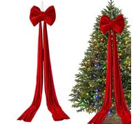 Gran Lazo para El Árbol De Navidad - Decoraciones De De Terciopelo - Lazo Gigante De Árbol De Navidad | para Exterior Interior Valla Escalera Frontal Fondo Hogar Fiestas Otoño San Valentín