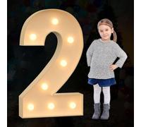 Gran Letrero de Número Luminoso, Luces LED Alfabeto Decorativas, Juego de Tableros de Espuma Precortados para Decoración de Fiestas de Boda y Cumpleaños, Número 2, 120 cm - 4 pies