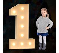 Gran Número de Marquesina Iluminada, Luces LED Alfabéticas Decorativas, Juego de Tableros de Espuma Precortados para Decoración de Fiestas, Boda, Cumpleaños, Vacaciones, Número 1, 100cm-3.3ft