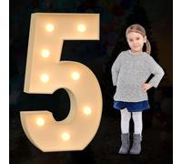 Gran Número de Marquesina Iluminada, Luces LED Alfabéticas Decorativas, Juego de Tableros de Espuma Precortados para Decoración de Fiestas, Boda, Cumpleaños, Vacaciones, Número 5, 100cm-3.3ft