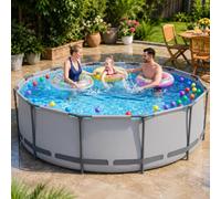 Gran Piscina Desmontable Tubular, Piscina Familiar para Jardín Exterior | Estructura de Acero Reforzado para un Baño Seguro y Estable en Familia(305×76cm/120×30in)