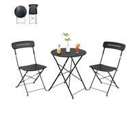 Grand patio Mesa de bistró con 2 sillas, juego de muebles de balcón de 3 piezas, muebles de terraza, resistente a la intemperie, juego de muebles para balcón pequeño (negro)