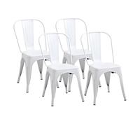 GrandCA HOME Juego de 4 sillas de Comedor Retro, Silla de Estilo Industrial, Silla de Restaurante, Silla de bistró (Blanco)