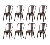 GrandCA HOME Juego de 8 sillas de Comedor de Metal apilables, sillas de jardín de Estilo Vintage Industrial, adecuadas para Uso en Interiores y Exteriores, Color Vendimia Viejo