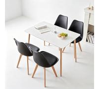 GrandCA HOME Juego de Muebles de Comedor Mesa de Comedor Cuadrada con 4 Sillas de Cocina Tapizadas para el Hogar, Oficina, Cocina (Negro)