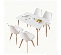 GrandCA HOME Juego de Muebles de Comedor Mesa de Comedor Cuadrada con 4 Sillas de Cocina Tapizadas para el Hogar, Oficina, Cocina (Blanco)