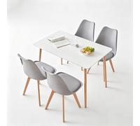 GrandCA HOME Juego de Muebles de Comedor Mesa de Comedor Cuadrada con 4 Sillas de Cocina Tapizadas para el Hogar, Oficina, Cocina (Gris)