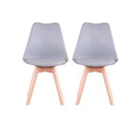 GrandCA HOME Pack de 2 Sillas Comedor Sillas de Cocina Nórdicas con Asiento Blando y Patas de Madera Maciza de Haya,Gris