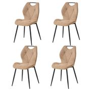 GrandCA HOME Pack de 4 Sillas de Comedor, Chaise de Cuisine en Lin, Sillas Tapizadas para Sala de Estar con Patas de Metal Negro, Adecuadas para Comedor, Sala de Espera, Caqui