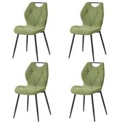 GrandCA HOME Pack de 4 Sillas de Comedor, Chaise de Cuisine en Lin, Sillas Tapizadas para Sala de Estar con Patas de Metal Negro, Adecuadas para Comedor, Sala de Espera, Verde