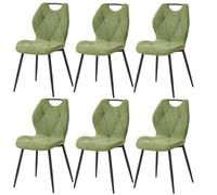 GrandCA HOME Pack de 6 Sillas de Comedor, Chaise de Cuisine en Lin, Sillas Tapizadas para Sala de Estar con Patas de Metal Negro, Adecuadas para Comedor, Sala de Espera, Verde