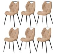 GrandCA HOME Pack de 6 Sillas de Comedor, Chaise de Cuisine en Lin, Sillas Tapizadas para Sala de Estar con Patas de Metal Negro, Adecuadas para Comedor, Sala de Espera, Caqui