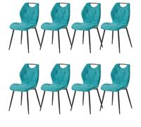 GrandCA HOME Pack de 8 Sillas de Comedor, Chaise de Cuisine en Lin, Sillas Tapizadas para Sala de Estar con Patas de Metal Negro, Adecuadas para Comedor, Sala de Espera, Azul