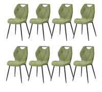 GrandCA HOME Pack de 8 Sillas de Comedor, Chaise de Cuisine en Lin, Sillas Tapizadas para Sala de Estar con Patas de Metal Negro, Adecuadas para Comedor, Sala de Espera, Verde
