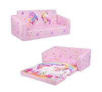 Grande Sofás Plegables para Niños Sillón 2 en 1, Sillón Infantil Convertibles Cómoda Estable con Bolsillo de Tela, Sofá Cama Asiento para Bebé para Dormitorio Sala de Juegos (Unicornio Rosa)