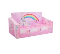 Grande Sofás Plegables para Niños Sillón 2 en 1, Sillón Infantil Convertibles Cómoda Estable con Bolsillo de Tela, Sofá Cama Asiento para Bebé para Dormitorio Sala de Juegos (Princesa Arcoíris)