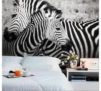 Grande Tridimensional Blanco Y Negro Cebra Animales 3D Papel Pintado Pared Fácil Instalación Oficina Sala Estar Sofá Dormitorio TV Fondos Decoración-250cm×170cm